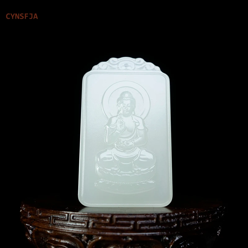 

CYNSFJA New Real Certified Natural Hetian Jade Nephrite Unisex Lucky Amulets Amitabha Jade Pendant High Quality Blessing Gifts