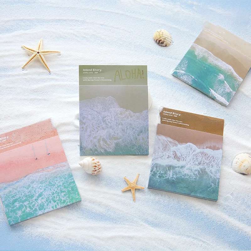 30 Sheets Ocean Island Story Memo Pad Notepad Scrapbooking Decoration Message Memo Pads Stationery Office Supplies