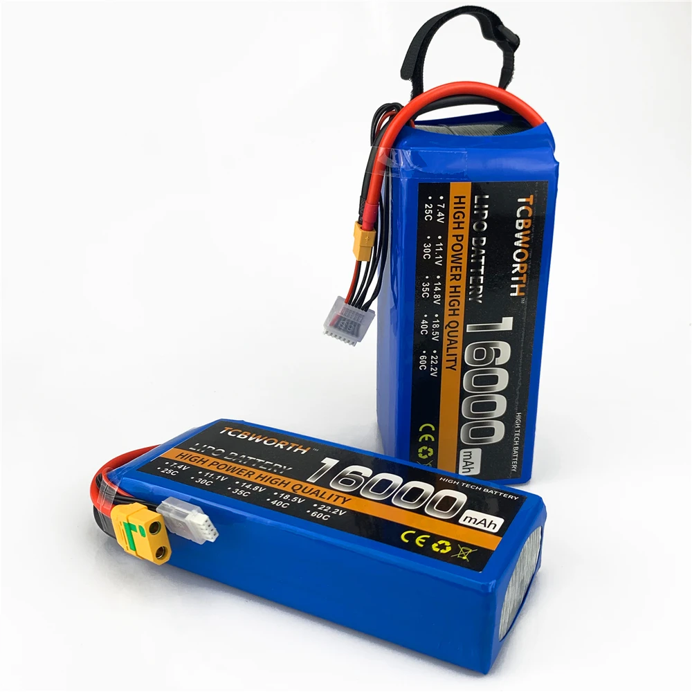 Batería LiPo 6S de 22,2 V, 16000mAh, 25C para RC, avión agrícola, Dron, coche, avión, tanque, modelo 6S