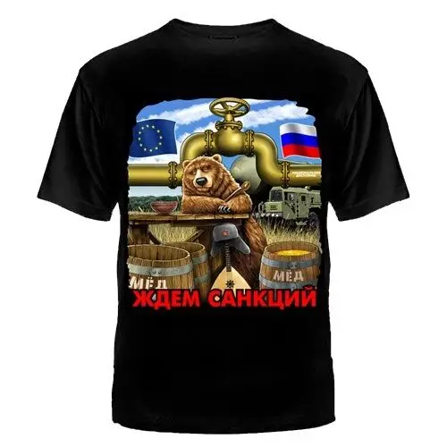 Sanctions Putin Men T-Shirt Russia EU Russia Bear  Short  Casual  100% COTTON  O-Neck  Mens T Shirts