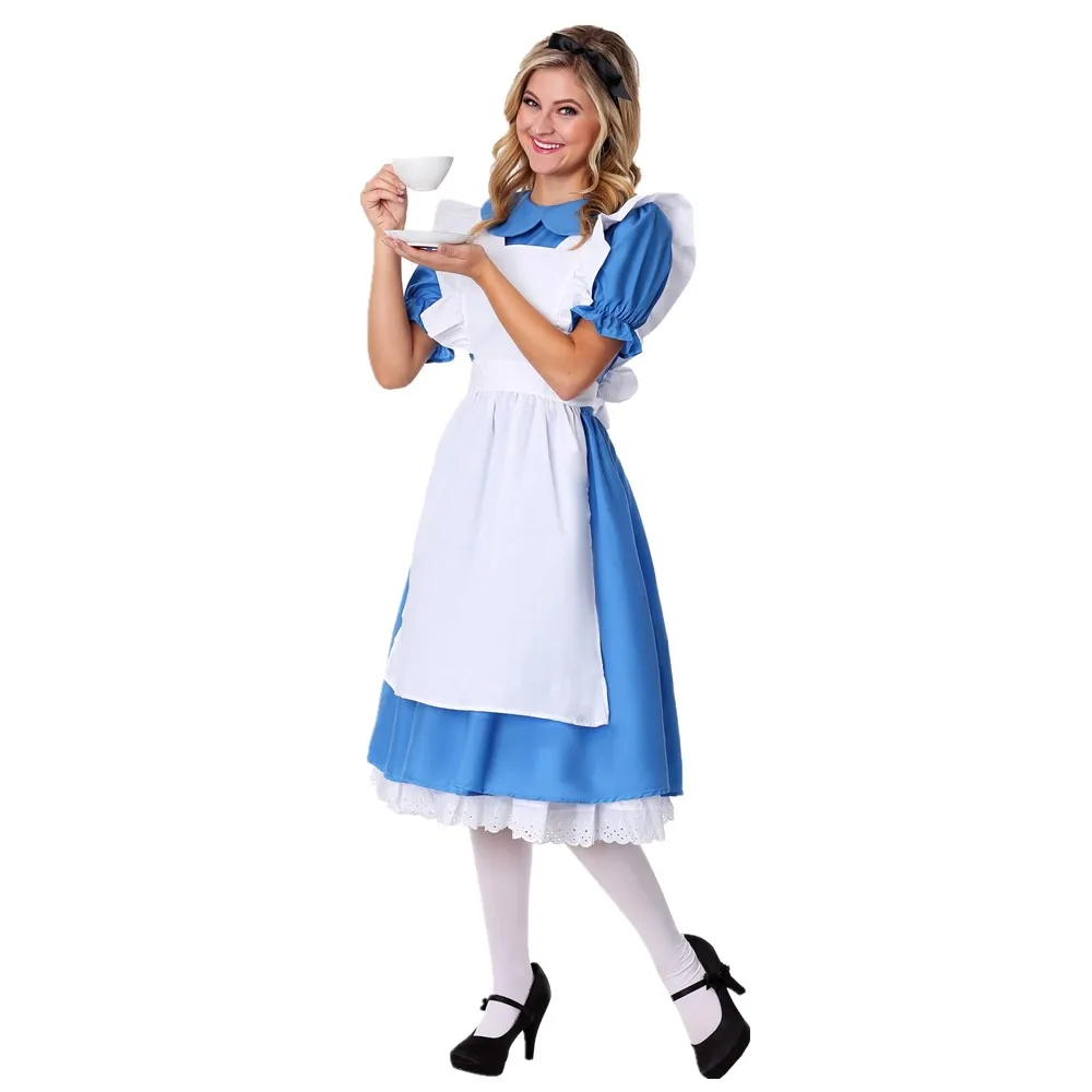 

Anime Fairy Tale Alice in Wonderland Sweet Lolita Maid Fantasy Dress Halloween Masquerade Beer Waiter Cosplay Costume