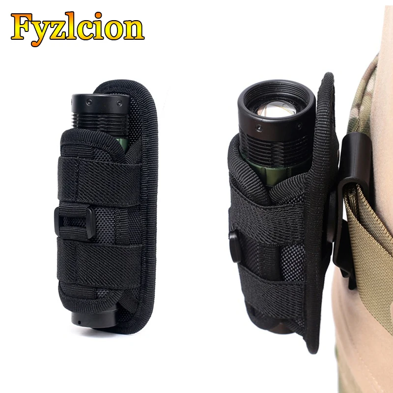 

Tactical Molle System Flashlight Holster Belt Carry Case, Duty Belt Holder, 360 Degree Rotatable Clip