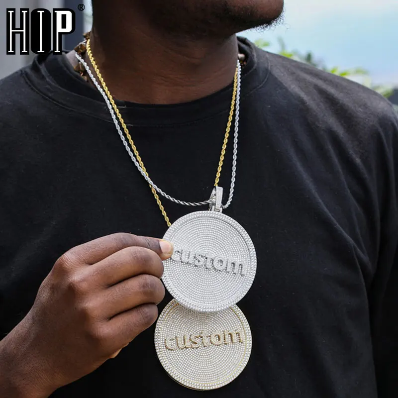 Imagem -03 - Grande do Hip Hop Qualquer Fonte cz Nome Personalizado Letras Colares & Pingente Que Bling Zircônia Cúbica para Mulheres Masculinas Jóias com Parte Traseira Sólida Tamanho