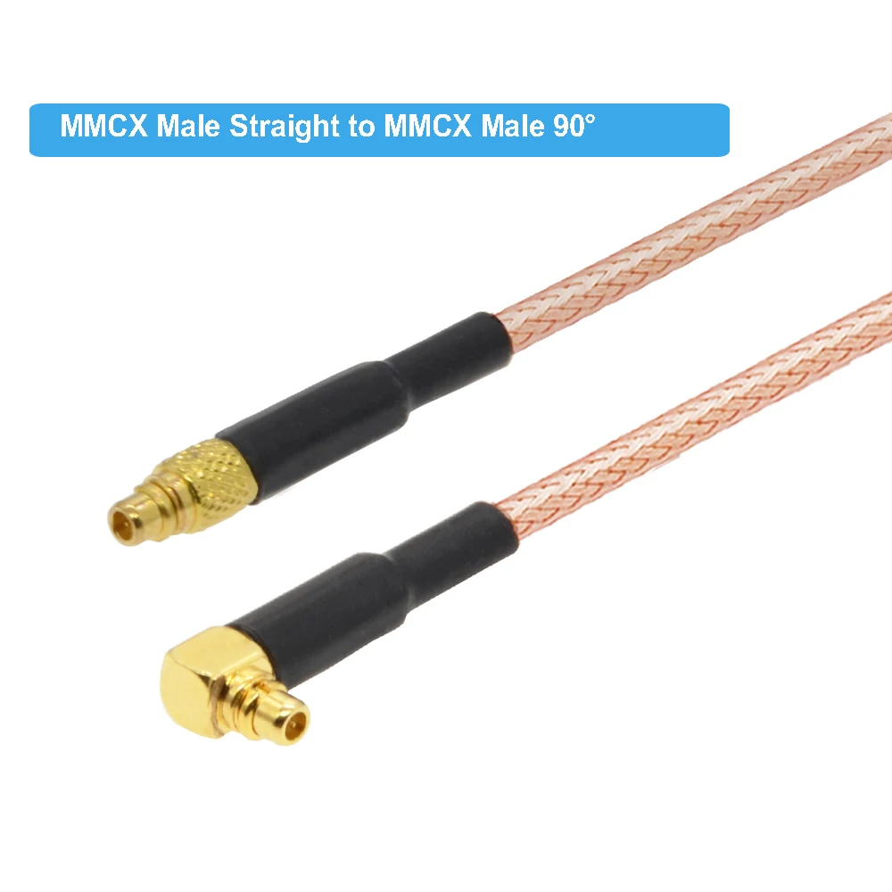 10pcs Elbow MMCX RG178 Cable MMCX Male Right Angle to MMCX Male Right Angle Coaxial Extension Cable Custom RF Coax Jumper Cable