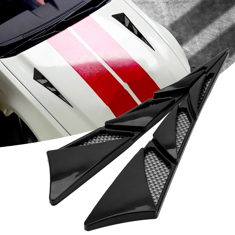 1 Pair Car Exterior Decoration Car Hood Stickers Black Universal Side Air Intake Flow Vent Cover Decor Car-styling Bug Shields