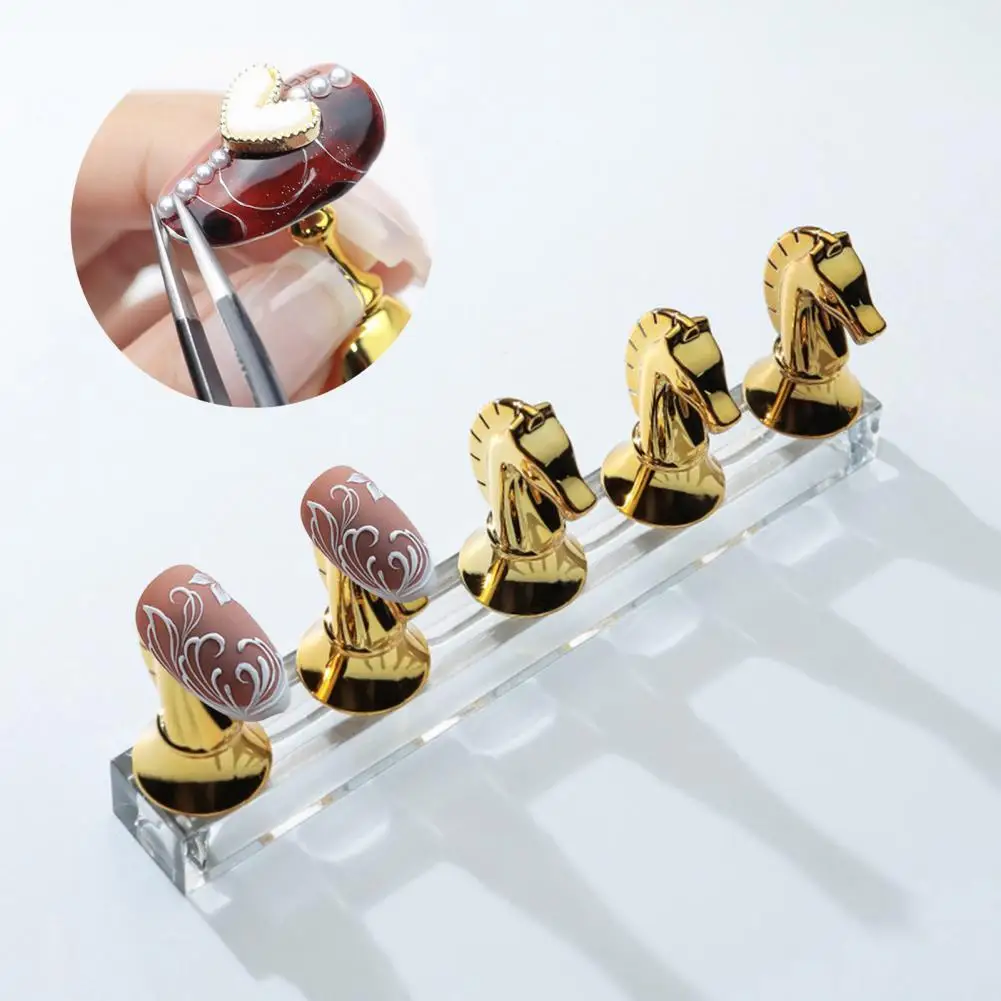 High Saturation Metal False Nail Tips Practice Training Display Stand for Women