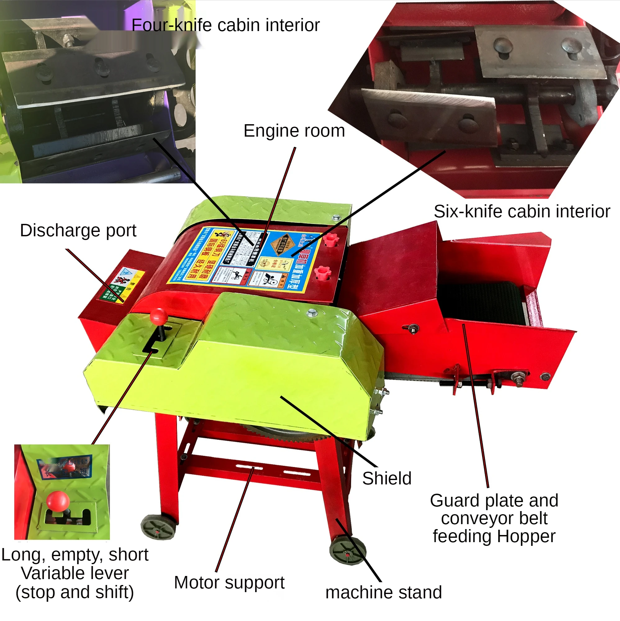 Grass Chopper Agricultural Feed Processing Silage Machine Electric Household Hay Chaff Cutter Forage Crop Crusher