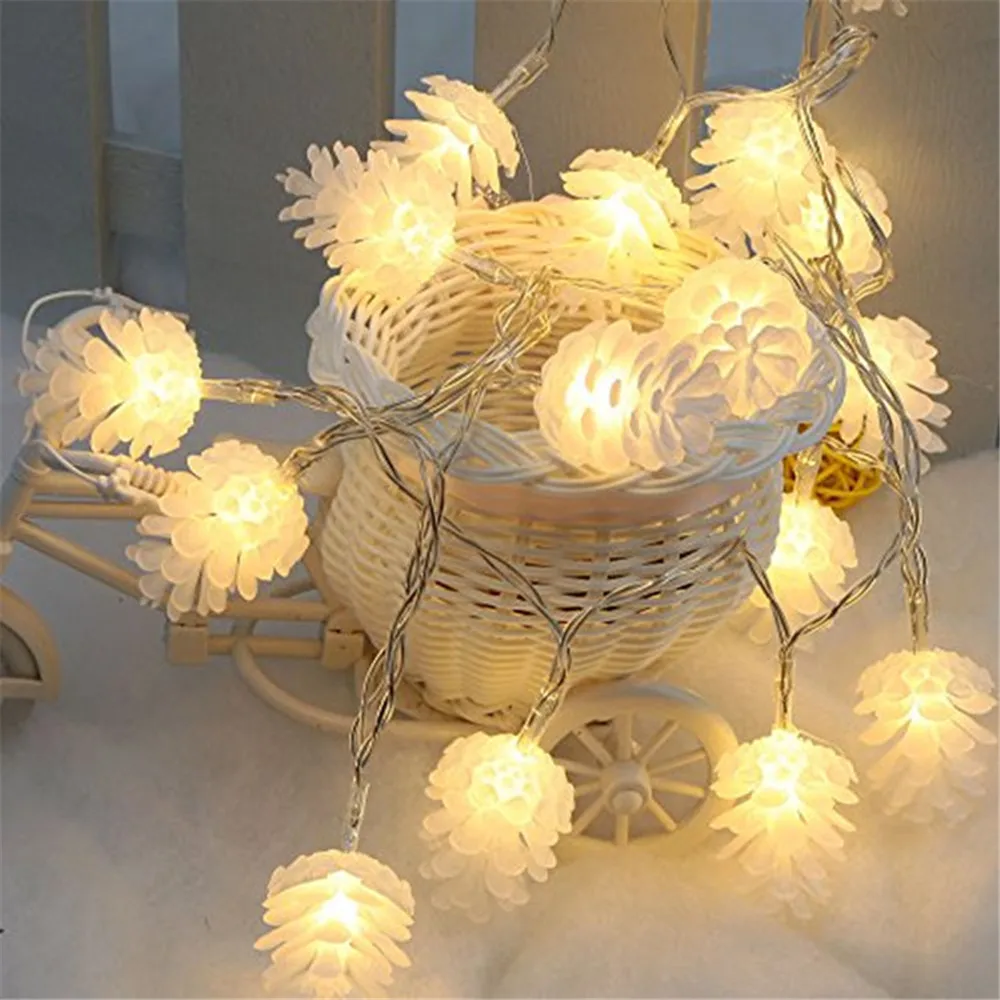 Christmas Fairy LED Pine Cones String Lights Battery Powered Lamp for Festival Party New Year Room Wedding Garland Garden Decor