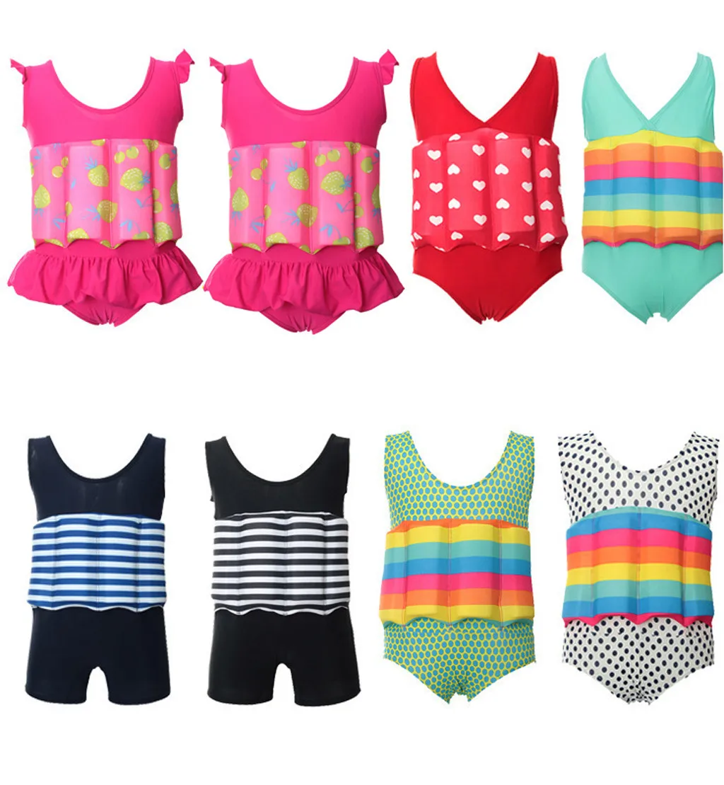 

Kids Float Suit With Adjustable Buoyancy Conjoin Swimsuit Romper Beach Bathing Suit Monokini Biquini Swimdress Siamese Beachwear