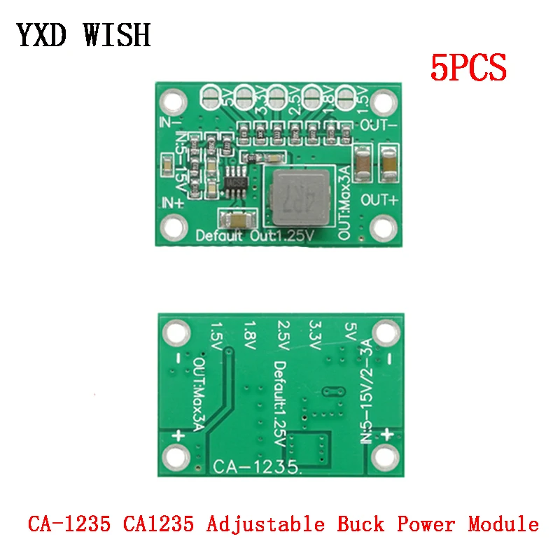 5PCS CA1235 Adjustable Power Module CA-1235 Buck Power Module 1.25V 1.5 1.8 2.5 3.3 5V Output 5-16V Input Step-Down Power Supply