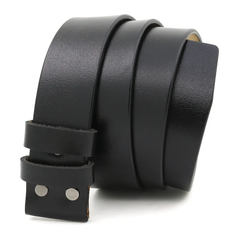 Mens Belt Pure Cowhide Belt Strap 3.8CM No Buckle Genuine Leather Belts With Holes High Quality Belt