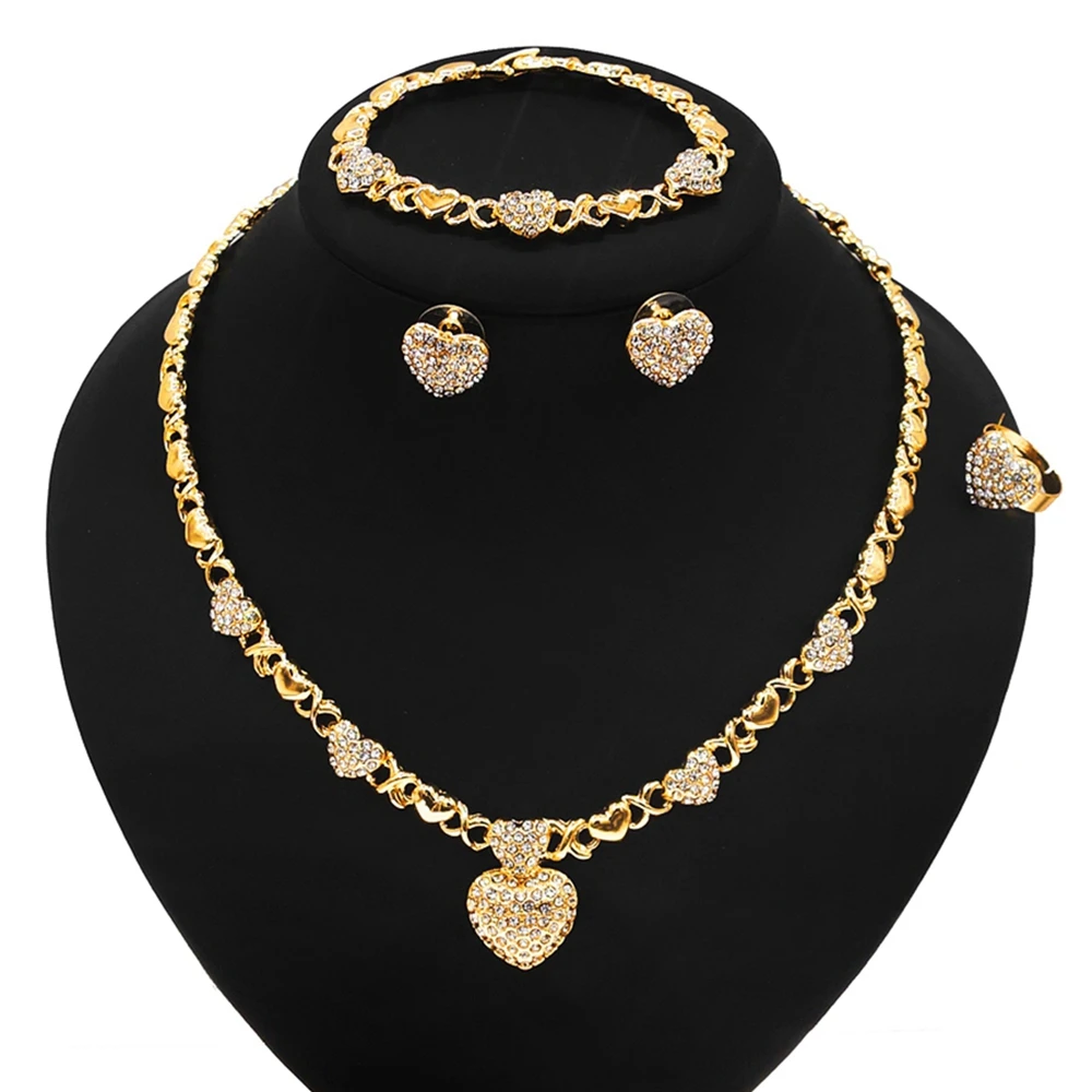 Yulaili Newest XOXO Delicate Rhinestone Love Jewelry Set and High Quality Pakistani Bridal Wedding Jewelry Set Accessories