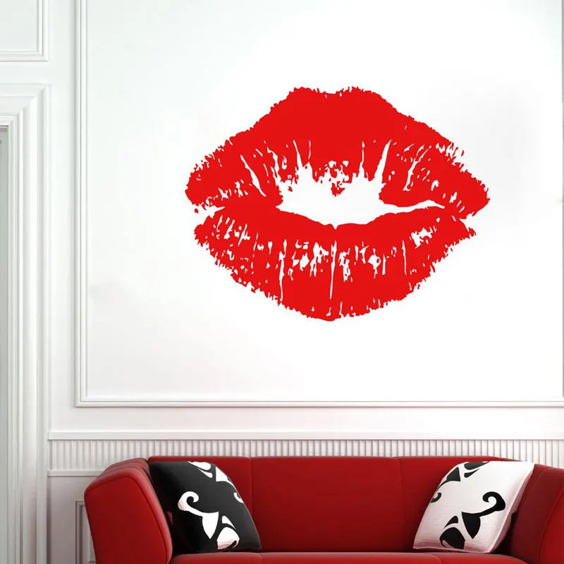 Beauty Salon Makeup Big Lipstick Kiss Wall Decals Vinyl Art Decoration Lips Cosmetcs Shop Window Sticker Removable Mural S116