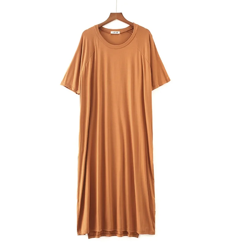 Plus Size 8XL 140Kg Modal Nightgowns Voor Vrouwen Zomer Effen Kleur Nachthemden Lady Casual Nachthemd Vrouwen Homedress