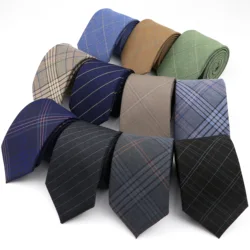 Men's High Quality Classic Black Grey Skinny Polyester Tie Narrow 7cm Width Necktie For Business Meeting Shirt Dress Accessories