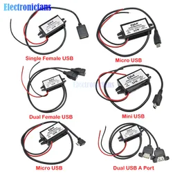 DC-DC 12V to 5V Step-down Buck Converter Module USB Converter Mini USB Car Power Output Adapter Low Heat 96% Conversion