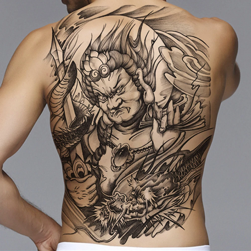 

Large Temporary Tatoo for Men Tattoo Body Art Full Back Tattoo Sticker Fish Demon Angel Wings Dragon Tattoo Designs Waterproof