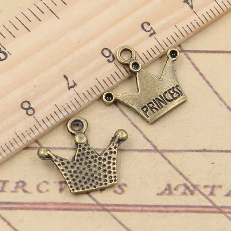 30pcs Charms Crown Pincess 17x19mm Tibetan Bronze Silver Color Pendants Antique Jewelry Making DIY Handmade Craft