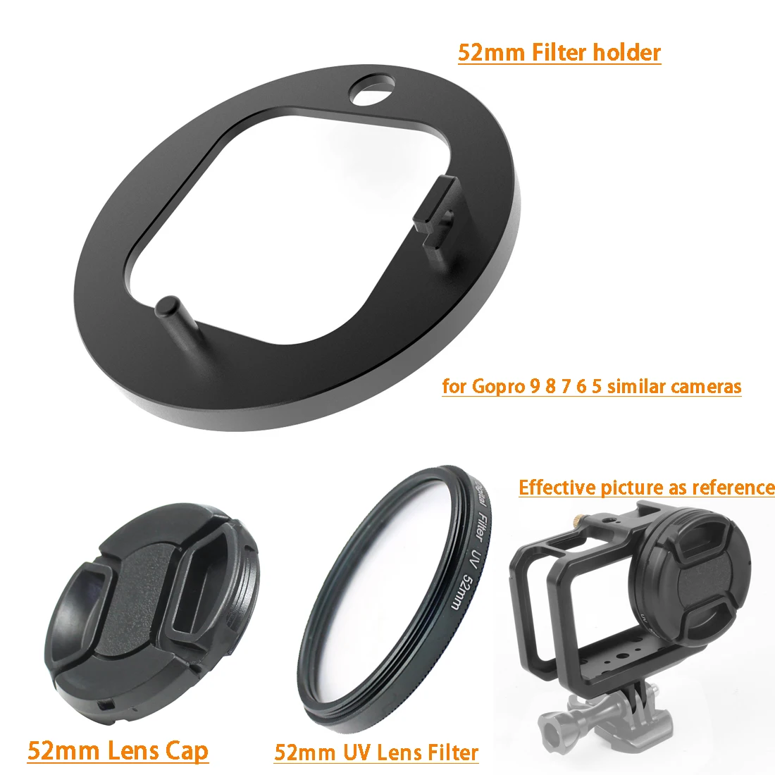ل Gopro 11 10 9 المعادن واقية الإطار قفص تلاعب ل GoPro بطل عمل كاميرا اكسسوارات واط 52 مللي متر UV عدسة تصفية جبل محول