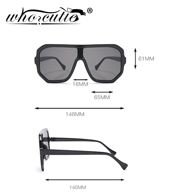 WHO CUTIE Fashion Vintage Big Sunglasses Women Luxury Brand Design White Frame Oversized Shield Sun Glasses Female Shades S020
