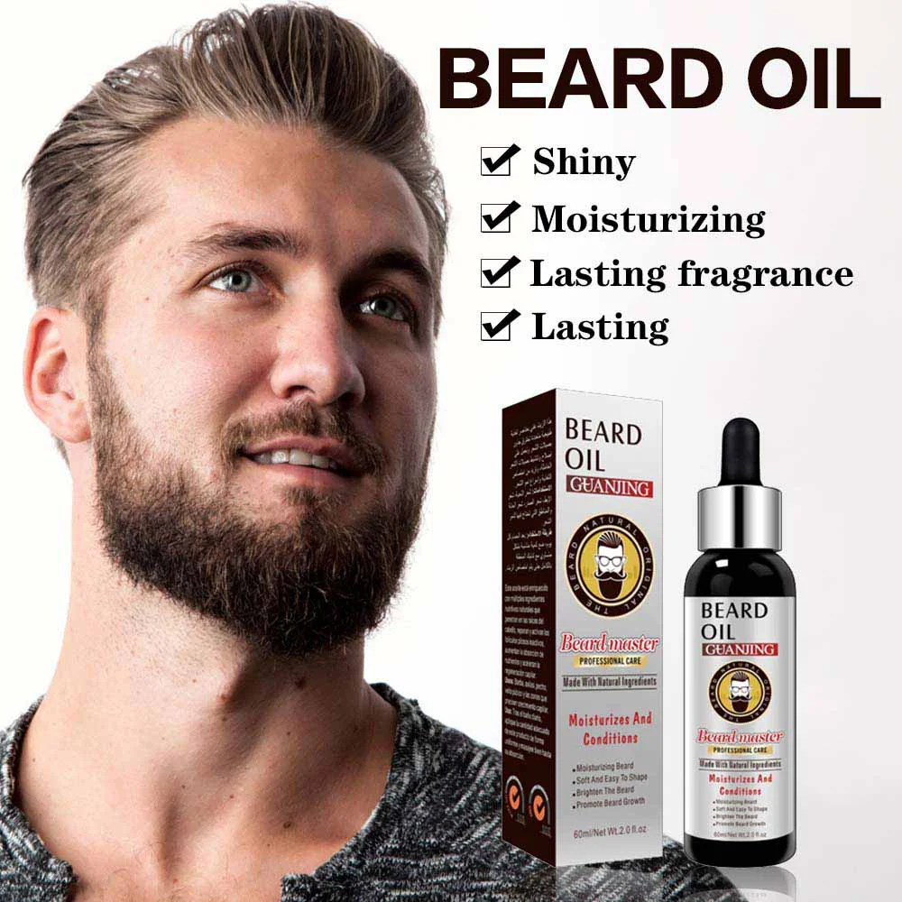 

Pure Beard Growth Oil Men Anti Hair Loss Grow Mustache Essence Oil Thicker Fuller Men's Natural Ingredients Beard Oil 60ml