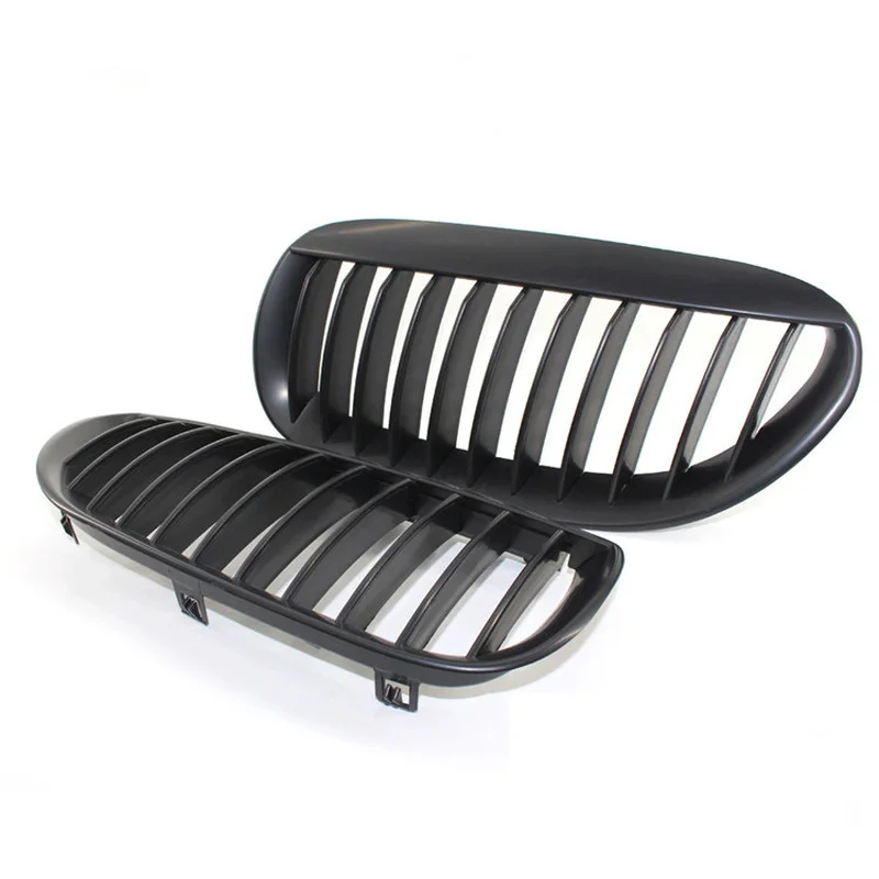 For 2004-2010 BMW E63 E64 Model 645Ci M6 650i Shiny Black Front Kidney Grille 1 Set