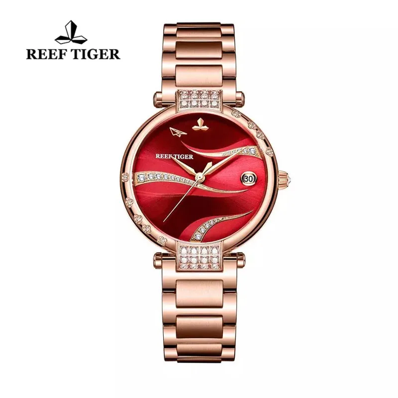 Reef Tiger/ RT Luxury 316L Stainless Steel Women Automatic Mechanical Watch Miyota Movement Sapphire Glass Waterproof 50M Clock