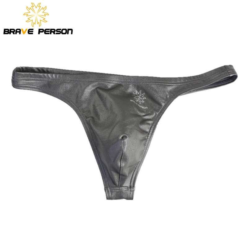 3pcs/lot New BRAVE PERSON Men Briefs Sexy Mens Low Waist Briefs Imitation Leather Male Underpants Briefs Men Thongs Underwear