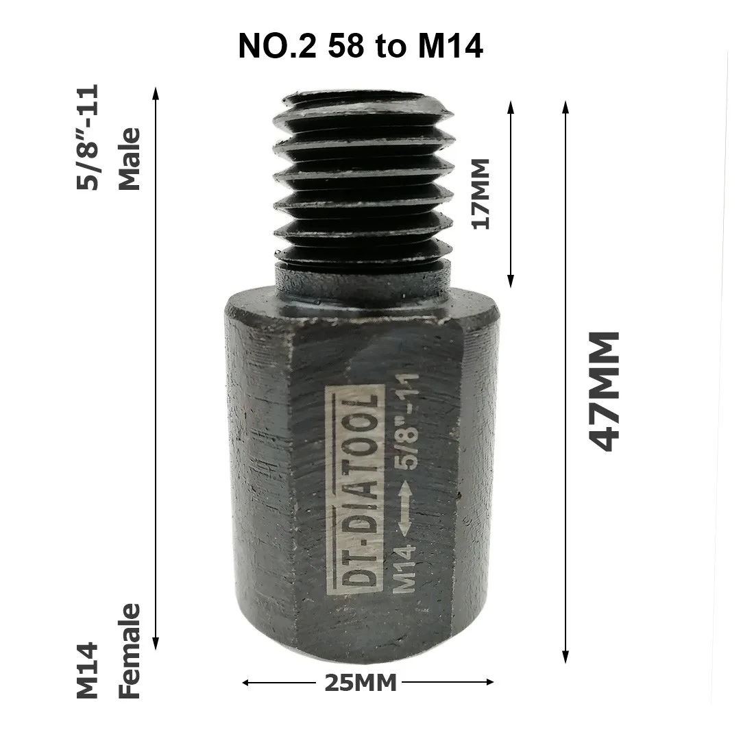 DT-DIATOOL個m14からm10、m14から5/8 "-11、5/8"-11からm14またはm10からm14のドリルコアビットアダプター用の異なるネジアダプター