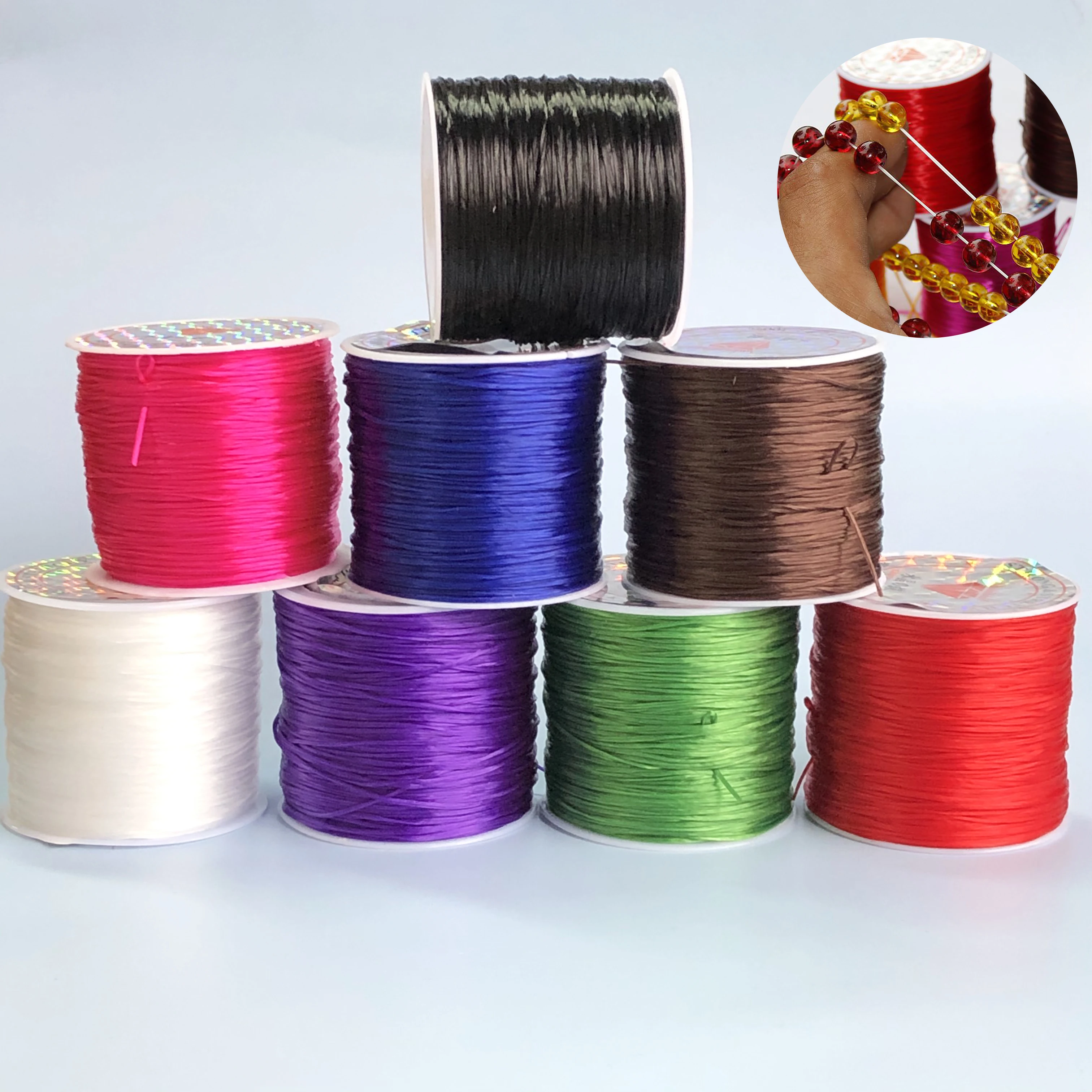 1Roll/lot 60m Strong Elastic Crystal Beading Cord for Bracelets Stretch Thread String Necklace DIY Jewelry Making Cords Line