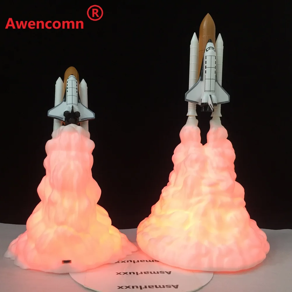 

Latest 3D Print Space Shuttle Lamp Two Types Rechargeable Night Light For Space Lovers Moon Lamp as Room Decoration Dropshipping