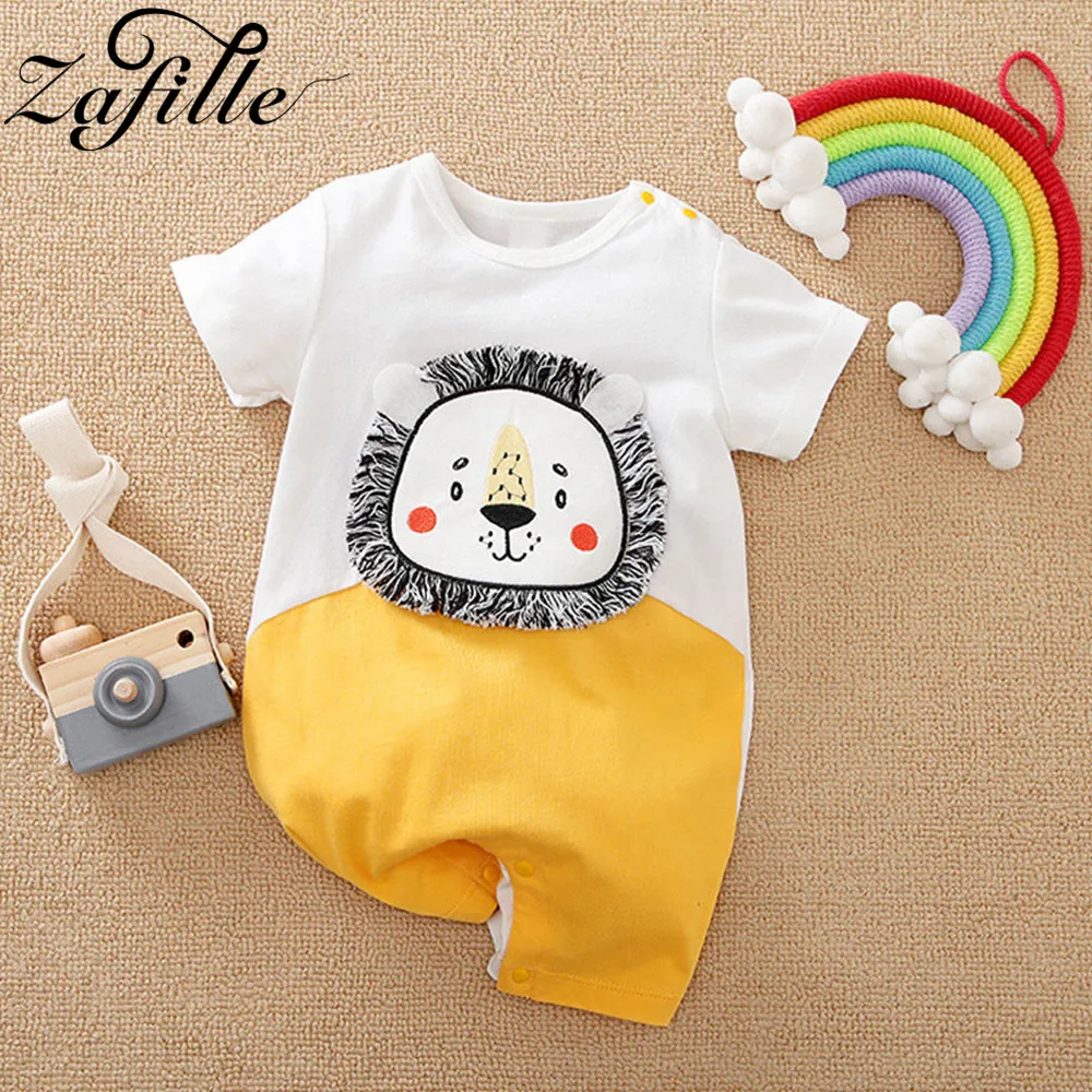 

ZAFILLE Baby Clothes For Newborns Boys Cartoon Lion Panda Baby's Rompers Summer Boy Baby Sleepwear For Newborns Pajamas Babies