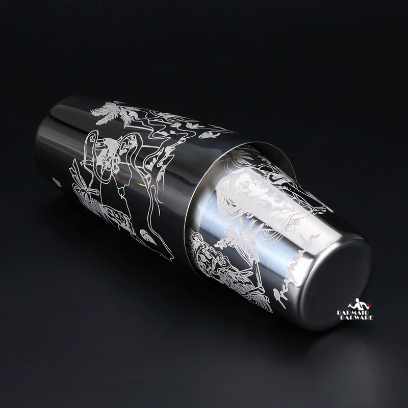 550ml/850ml Engraving Stainless Steel Cocktail Boston Bar Shaker Bar tool