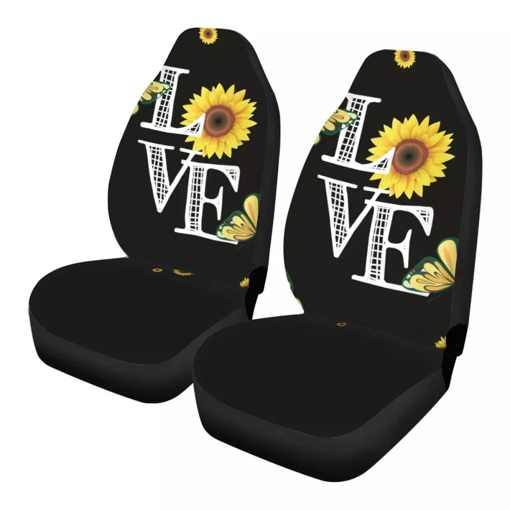 Car Seat Cover For Most Cars Suv Truck Custom Sunflower Flower 3D Print Universal Front Seat Protector Accessories Cushion Set