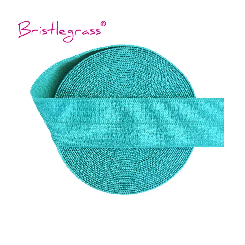 BRISTLEGRASS 2 5 10 Yard 3/4" 20mm Solid Shiny FOE Falten über elastisches Spandex-Satinband Haargummi Stirnband Kleid Nähen Spitzenbesatz