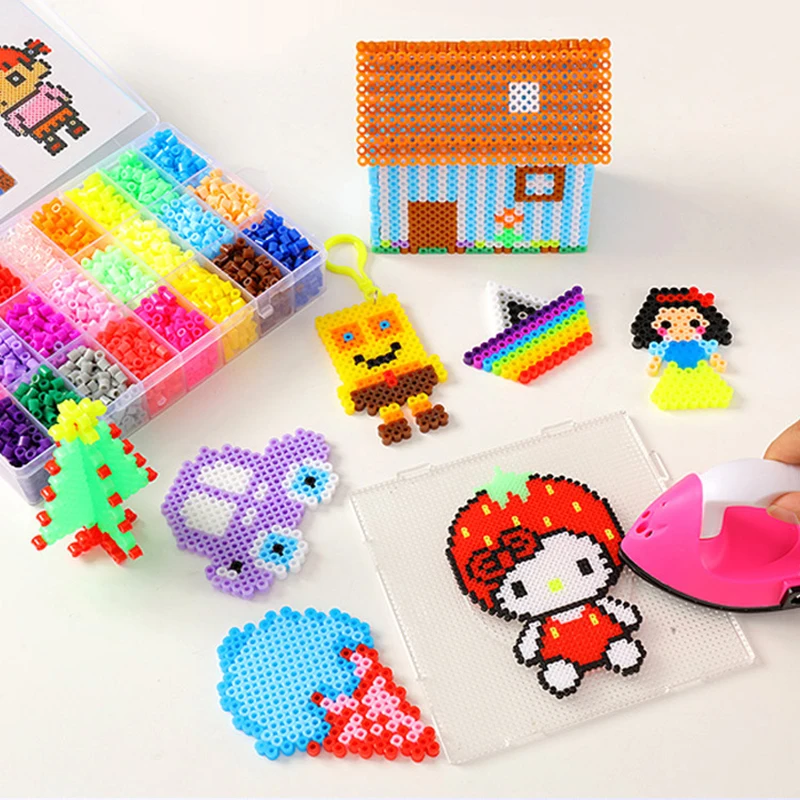 

24/72 colors box set hama beads toy 2.6/5mm perler educational Kids 3D puzzles diy toys fuse beads pegboard sheets ironing paper