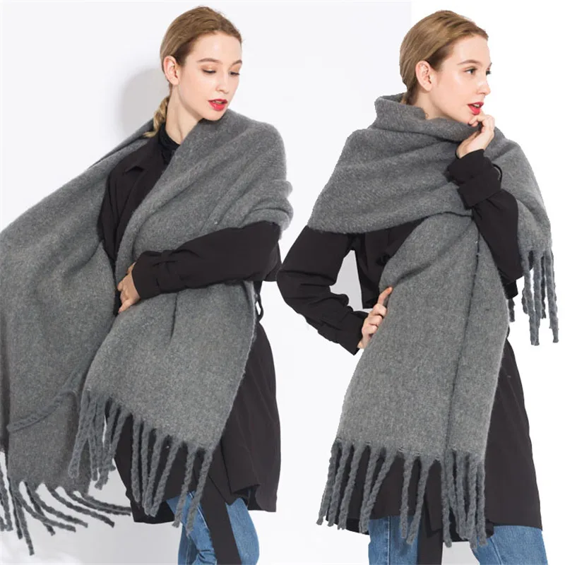 Luxusmarke Winter warm gestrickt Plaid Schal Damen Wolle Pashmina Quasten Schal Damen Schals und Wickel Foulard Femme gestohlen