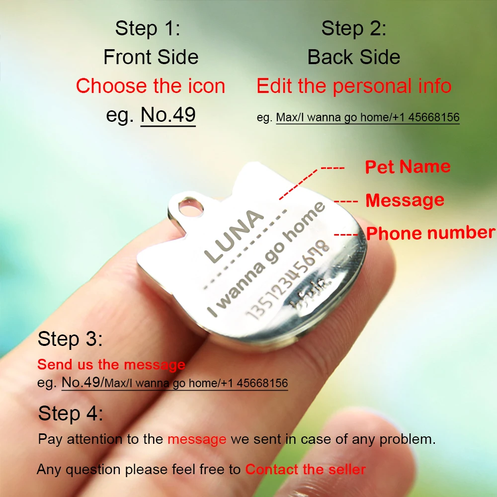 Personalized Metal Cat Tags Original Icon ID Tags for Cats Kitten Customized Enamel Nameplate Pet Products Cat Accessories