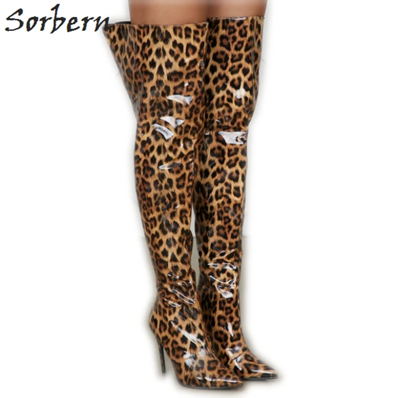 Sorbern Wide Fit Thigh High Boots Women Stilettos High Heel Guys Ladies Shoes Long Crossdresser Drag Queen Boots Multi Colors