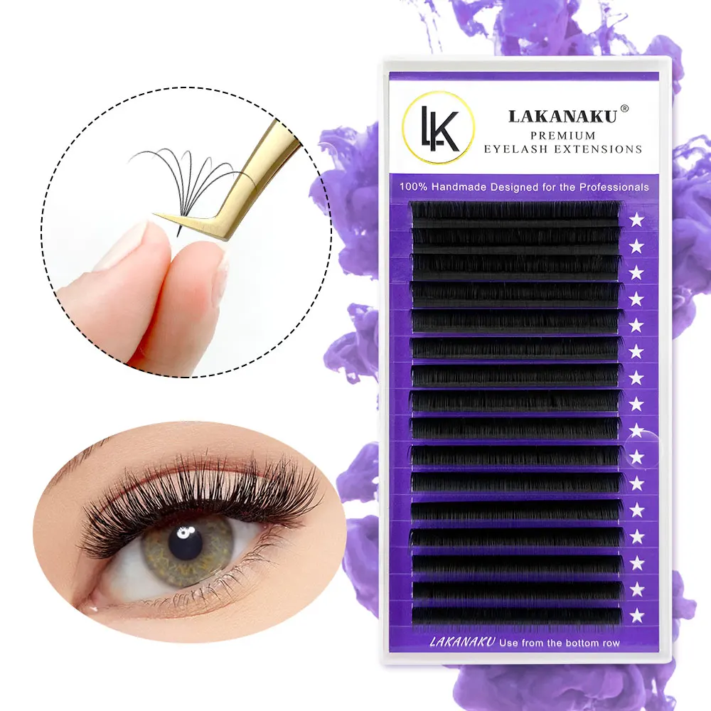 LAKANAKU Classical Mink Eyelashes Extensions Supplies False Silk Volume Extension Trays 8-18mm Professional Cilios