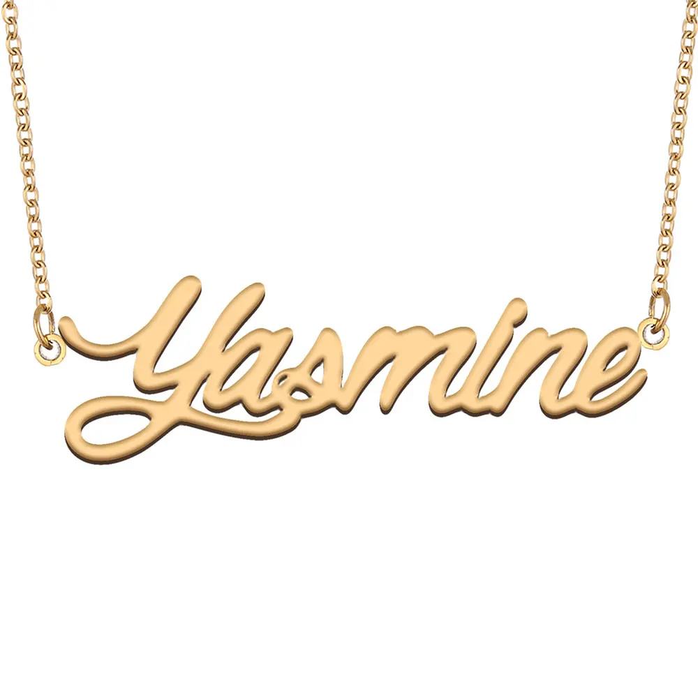 Yasmine Name Necklace Personalized for Women Stainless Steel Gold plated Jewelry Nameplate Pendant Femme Mother Girlfriend Gift