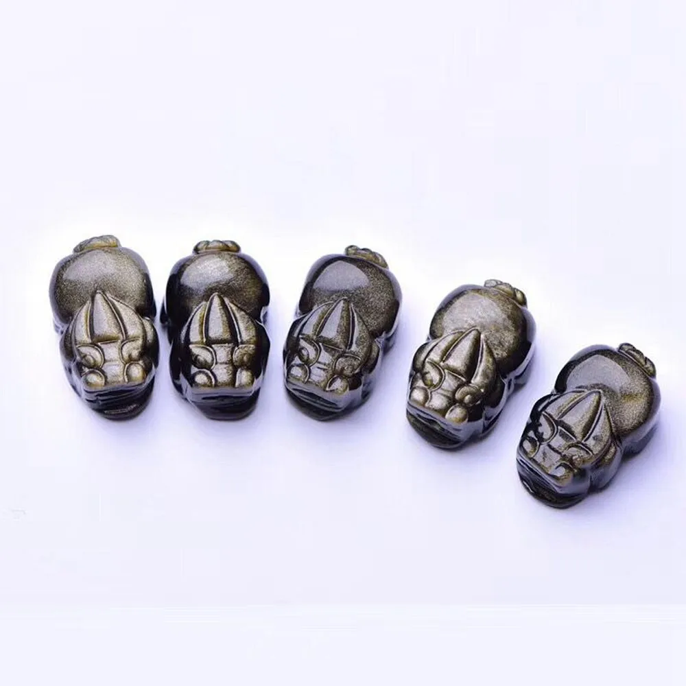 Natural gold obsidian PI xiu drop eliminate evil move fu bao peace 25*15*13MM men and women