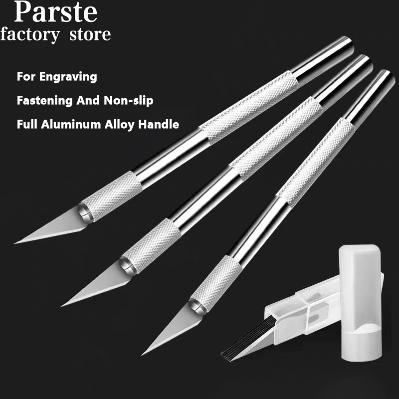 

3 Set Metal Handle Scalpel Blade Knife Wood Paper Cutter Craft Pen Engraving Cutting Supplies DIY Stationery Utility Knife