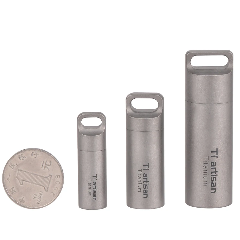 Tiartisan Titanium Mini Sealed Waterproof Storage Pill Box Perfume Case Pendants EDC Tools Eco-friendly Home Outdoor Pill Box