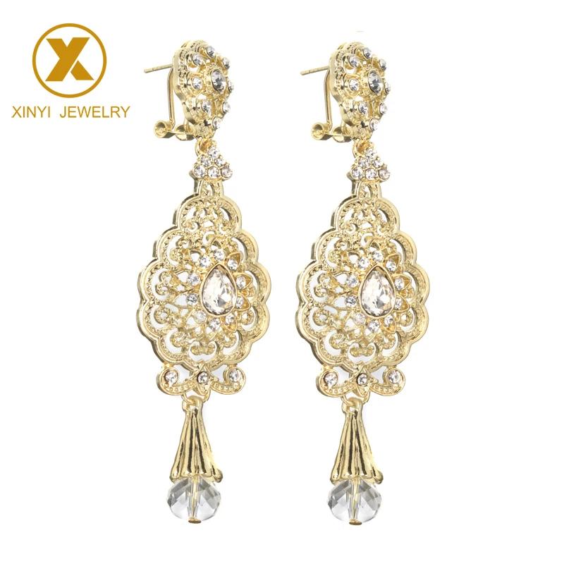 Wedding jewelry Moroccan style Rhinestone Hook Earrings for women