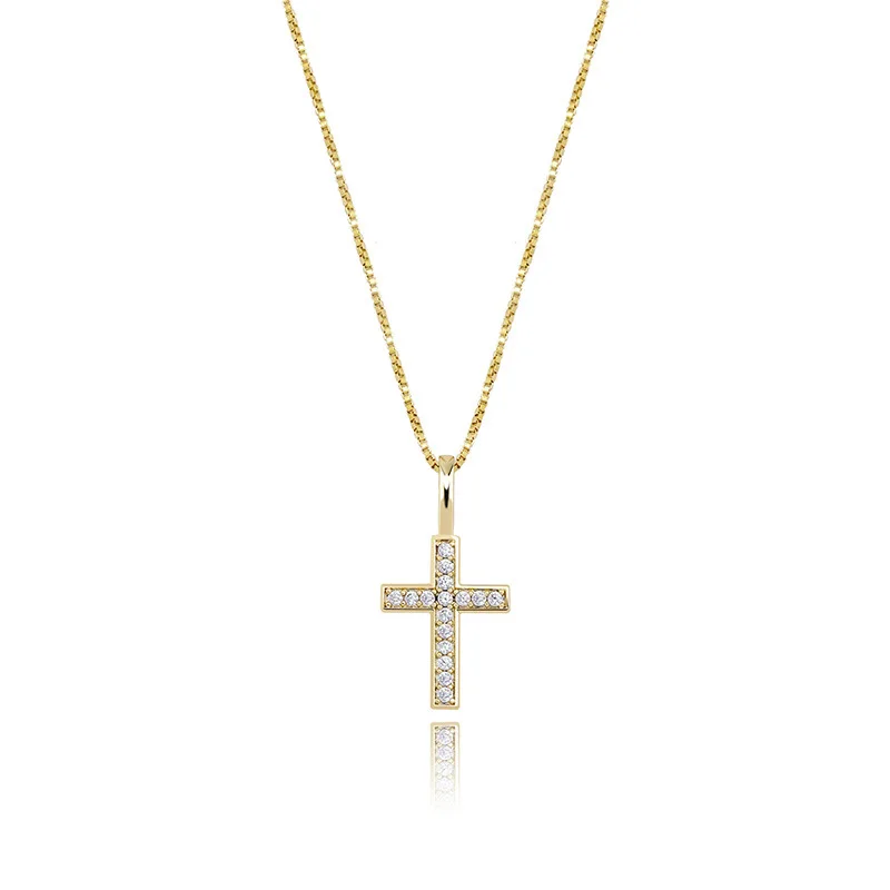New 925 Sterling Silver Color Iced Out Zircon Stone Cross Pendant Necklaces For Men Women Hip hop Fashion Rapper Jewelry Gifts