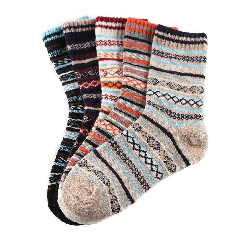 

New men's winter thick wool socks Retro Style Vintage socks Warm wool socks 5 pairs