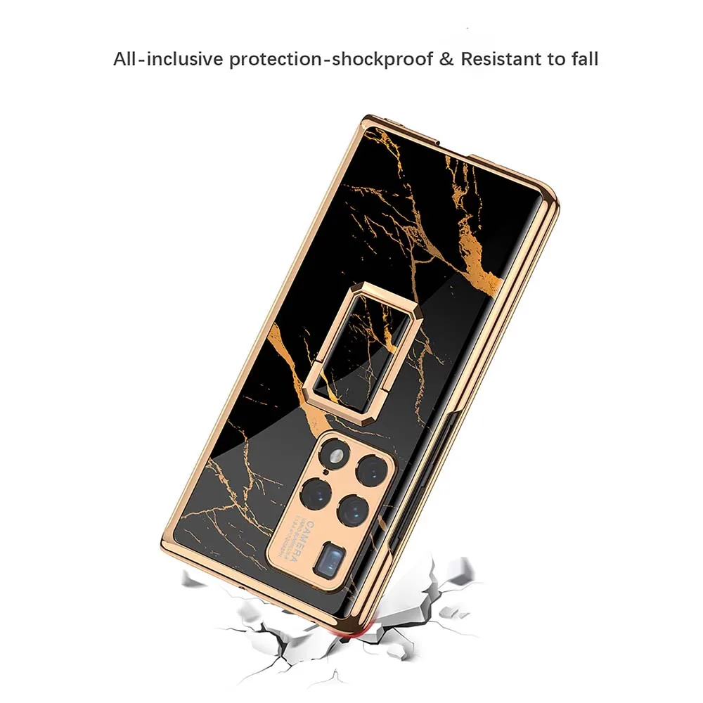 

Screen Protective Back Cover Color Shell PC All-inclusive Phone Case Holder Fashion Plating Folding for Huawei Mate x2