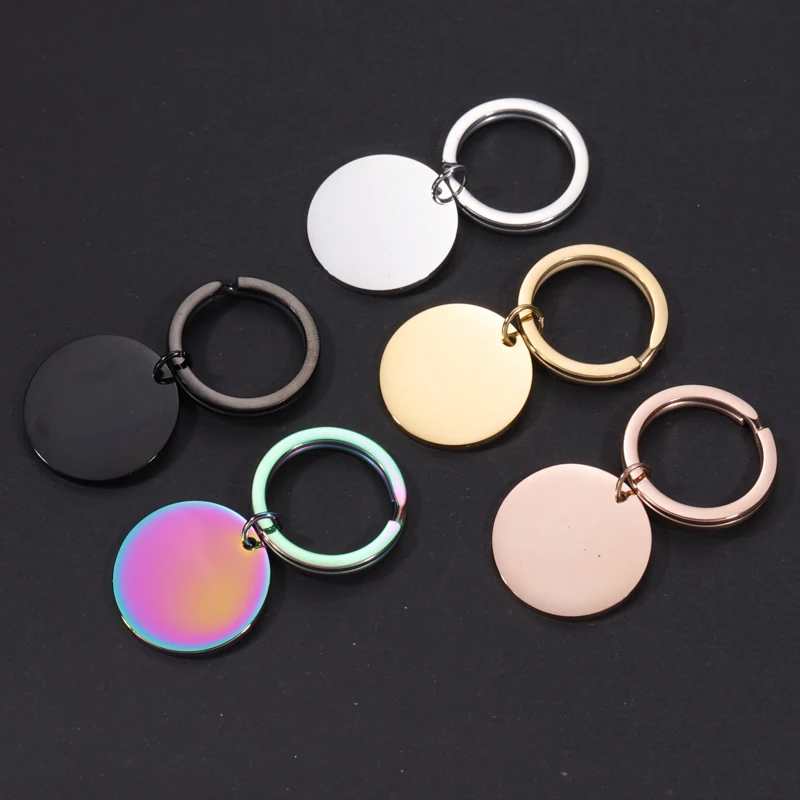 Fnixtar 10Pcs/Lot 25mm Round Disc Blank Mirror Polished Stainless Steel Keychain For DIY Custom Logo Name Women's Men's Fashion