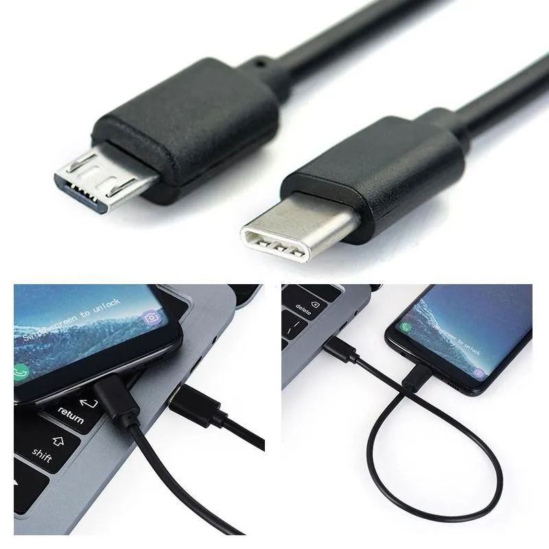 Type C Usb-c To for Micro Usb Cable For Huawei Micro B Usb Type C Cord Male To Male Compatible For Xiaomi